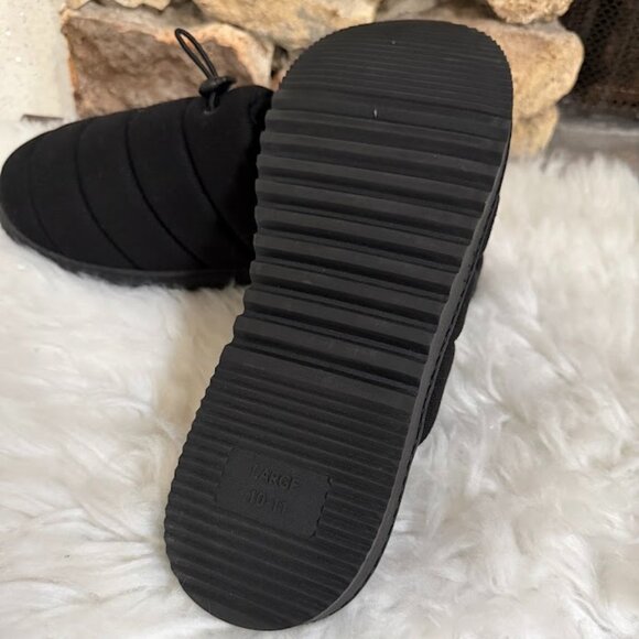 Børn Black Quilted Slip-On Slippers Comfy Indoor Outdoor Shoes Size Large 10–11 - Picture 6 of 7